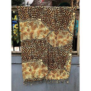 Safari Print Sarong in Tan Orange Brown Black 72" x 45" Leopard Cheetah